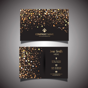 Business card decorated with golden dots