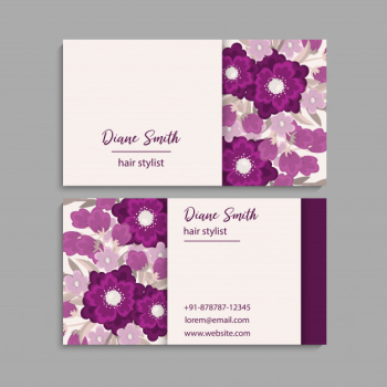 Business card template, background floral pattern Free Vector