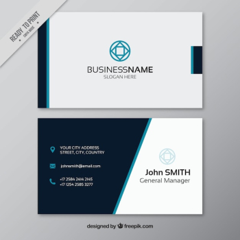 Business card with blue elements Business card with blue elements