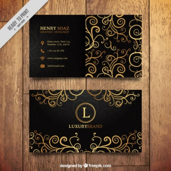 Business card with folden swirls