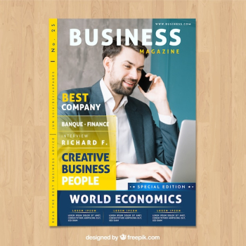 Business magazine with image