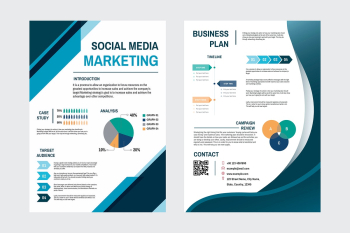 Business marketing plan poster editable template vector set Business marketing plan poster editable template vector set
