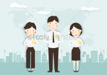 Business people with a smile badge Business people with a smile badge