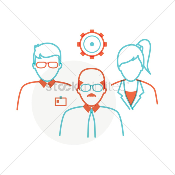 Business people with cogwheel Business people with cogwheel