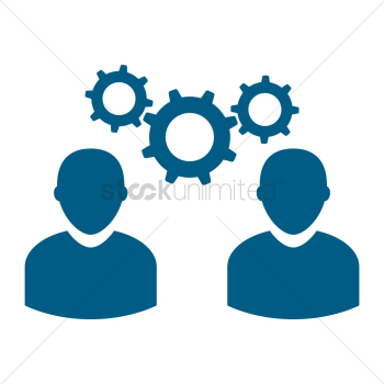 Business people with cogwheel Business people with cogwheel
