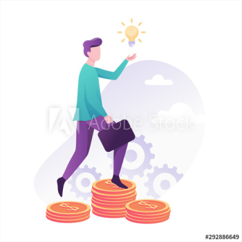 Business person go up the ladder made of coin Business person go up the ladder made of coin