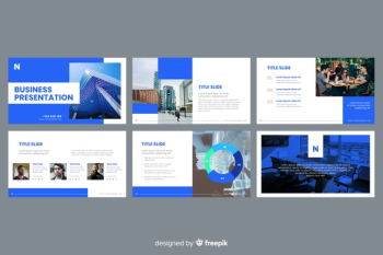 Business presentation slides with photo Free Vector