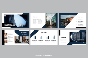 Business presentation slides with photo Free Vector