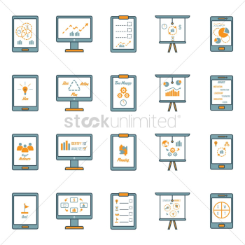 Business strategy icon set Business strategy icon set
