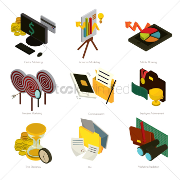 Business strategy icons set Business strategy icons set