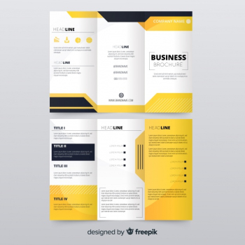 Business trifold flyer Free Vector