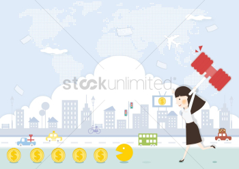 Business woman with a hammer Business woman with a hammer