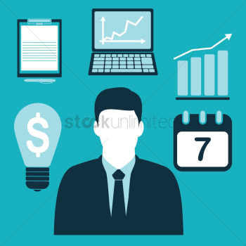 Businessman and business icons Businessman and business icons