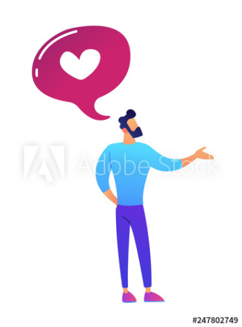 Businessman and speech bubble with heart shape vector illustration Businessman and speech bubble with heart shape vector illustration
