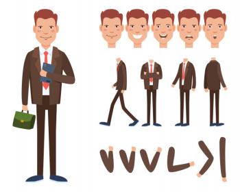 Businessman character set with different poses, emotions Businessman character set with different poses, emotions