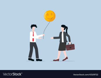businessman giving happy balloon for colleague businessman giving happy balloon for colleague