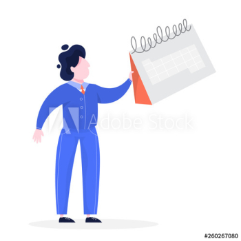 Businessman holding big calendar Businessman holding big calendar