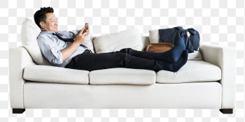 Businessman png texting on sofa | Free PNG - rawpixel