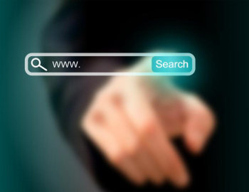 Businessman pointing at search bar Businessman pointing at search bar
