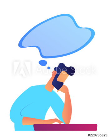 Businessman thinking and blue think bubble vector illustration Businessman thinking and blue think bubble vector illustration