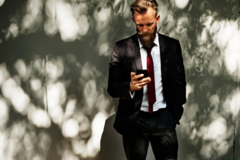 Businessman using mobile phone communication technology