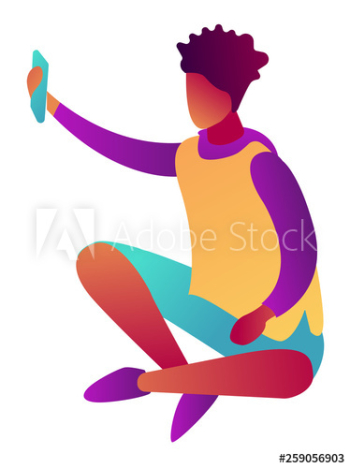 Businessman using smartphone sitting with legs crossed, tiny people isometric 3D illustration