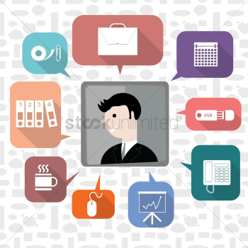 Businessman with business icons Businessman with business icons