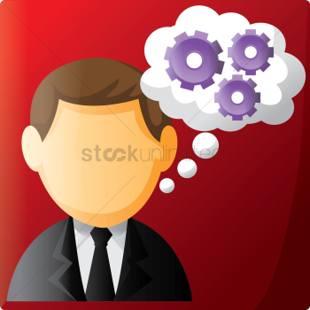 Businessman with gear bubble Businessman with gear bubble