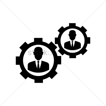Businessmen in cogwheels Businessmen in cogwheels