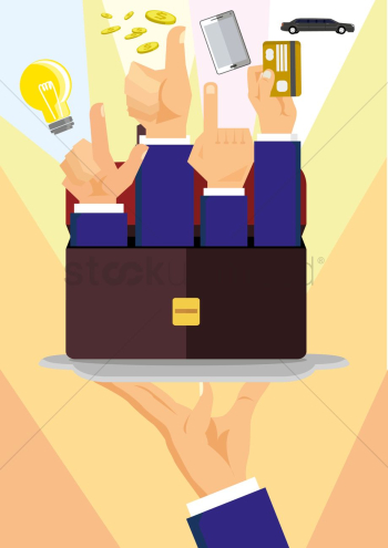 Businessmen raising hands