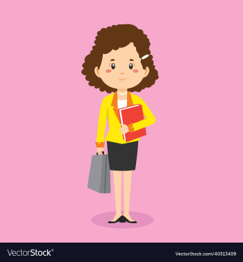 businesswoman character standing with file businesswoman character standing with file