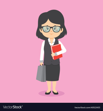 businesswoman character standing with file businesswoman character standing with file