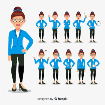 Businesswoman doing different actions Businesswoman doing different actions