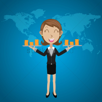 Businesswoman holding coins Businesswoman holding coins