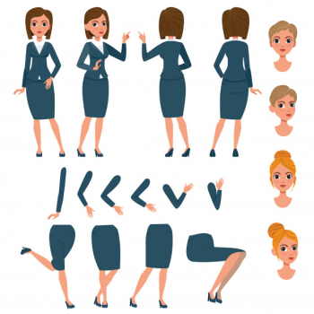 Businesswoman in formal suit character set Businesswoman in formal suit character set