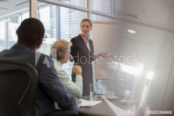 Businesswoman leading conference room meeting Businesswoman leading conference room meeting