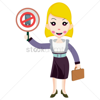 Businesswoman with an anti handphone sign Businesswoman with an anti handphone sign