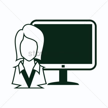 Businesswoman with desktop monitor Businesswoman with desktop monitor