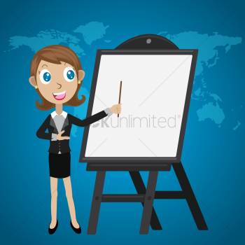 Businesswoman with presentation board Businesswoman with presentation board