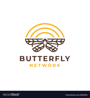 butterfly and signal network logo design