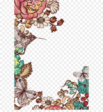 Butterfly Flower - Hand-painted bird butterfly flower border Butterfly Flower - Hand-painted bird butterfly flower border