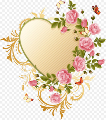 Butterfly Heart Rose Flower - pink flower border Butterfly Heart Rose Flower - pink flower border