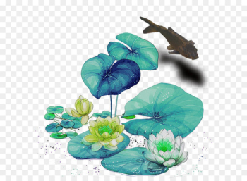 Butterfly Nelumbo nucifera Cartoon Water lilies - Cartoon hand-painted flowers 