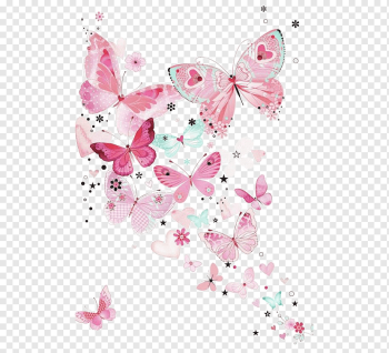 Butterfly, Pink Butterfly Background, pink butterflies, cosmetics, heart, decorative png