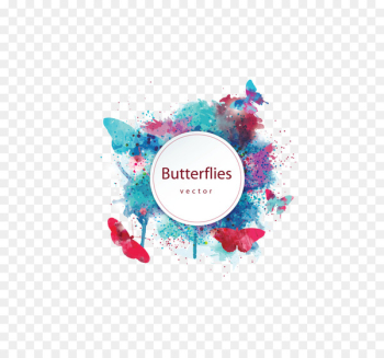 Butterfly Watercolor painting - Vector color ink design pattern 