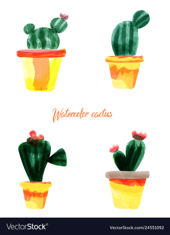 Cactus isolated on white background watercolor vector image Cactus isolated on white background watercolor vector image