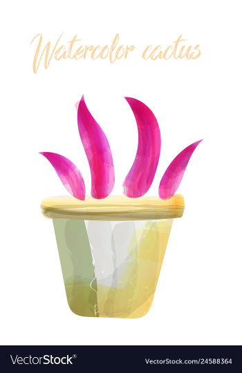 Cactus isolated on white background watercolor vector image Cactus isolated on white background watercolor vector image