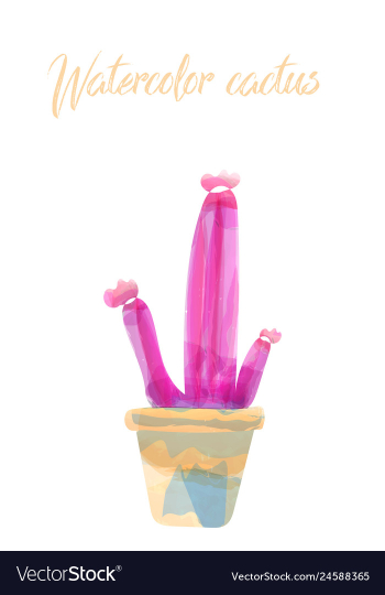 Cactus isolated on white background watercolor vector image Cactus isolated on white background watercolor vector image