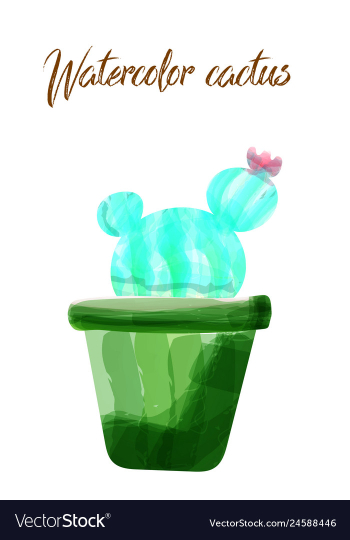 Cactus isolated on white background watercolor vector image Cactus isolated on white background watercolor vector image