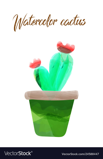 Cactus isolated on white background watercolor vector image Cactus isolated on white background watercolor vector image